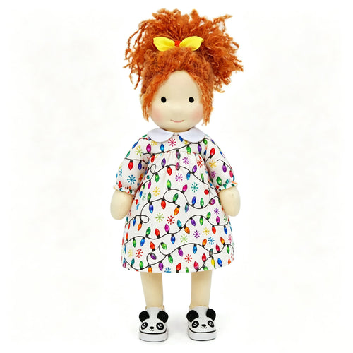 Cute Handmade Doll for Girls, Christmas Rag Doll with Colorful Holiday Dress, Soft Fabric Doll with Gift Box Packaging, Adorable Keepsake Toy for Kids, Birthday and Holiday Gifts