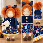 Hanne Cute Handmade Doll for Girls, Christmas Rag Doll with Colorful Holiday Dress, Soft Fabric Doll with Gift Box Packaging, Adorable Keepsake Toy for Kids, Birthday and Holiday Gifts