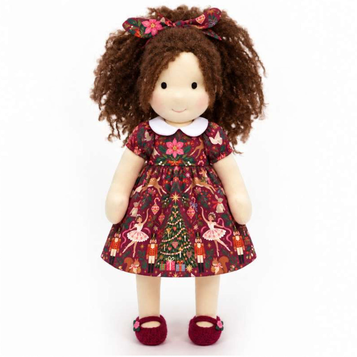 Eleanor Cute Handmade Doll for Girls, Christmas Rag Doll with Colorful Holiday Dress, Soft Fabric Doll with Gift Box Packaging, Adorable Keepsake Toy for Kids, Birthday and Holiday Gifts