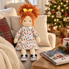 Cute Handmade Doll for Girls, Christmas Rag Doll with Colorful Holiday Dress, Soft Fabric Doll with Gift Box Packaging, Adorable Keepsake Toy for Kids, Birthday and Holiday Gifts