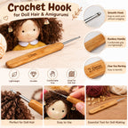 Doll Hair Crocheting DIY Tool Kit for Handmade Dolls, Wig Cap, Doll Hair Yarn, 2.0mm Crochet Hook Set, Doll Wig Making Supplies for Waldorf Dolls, Amigurumi and DIY Doll Hair Craft