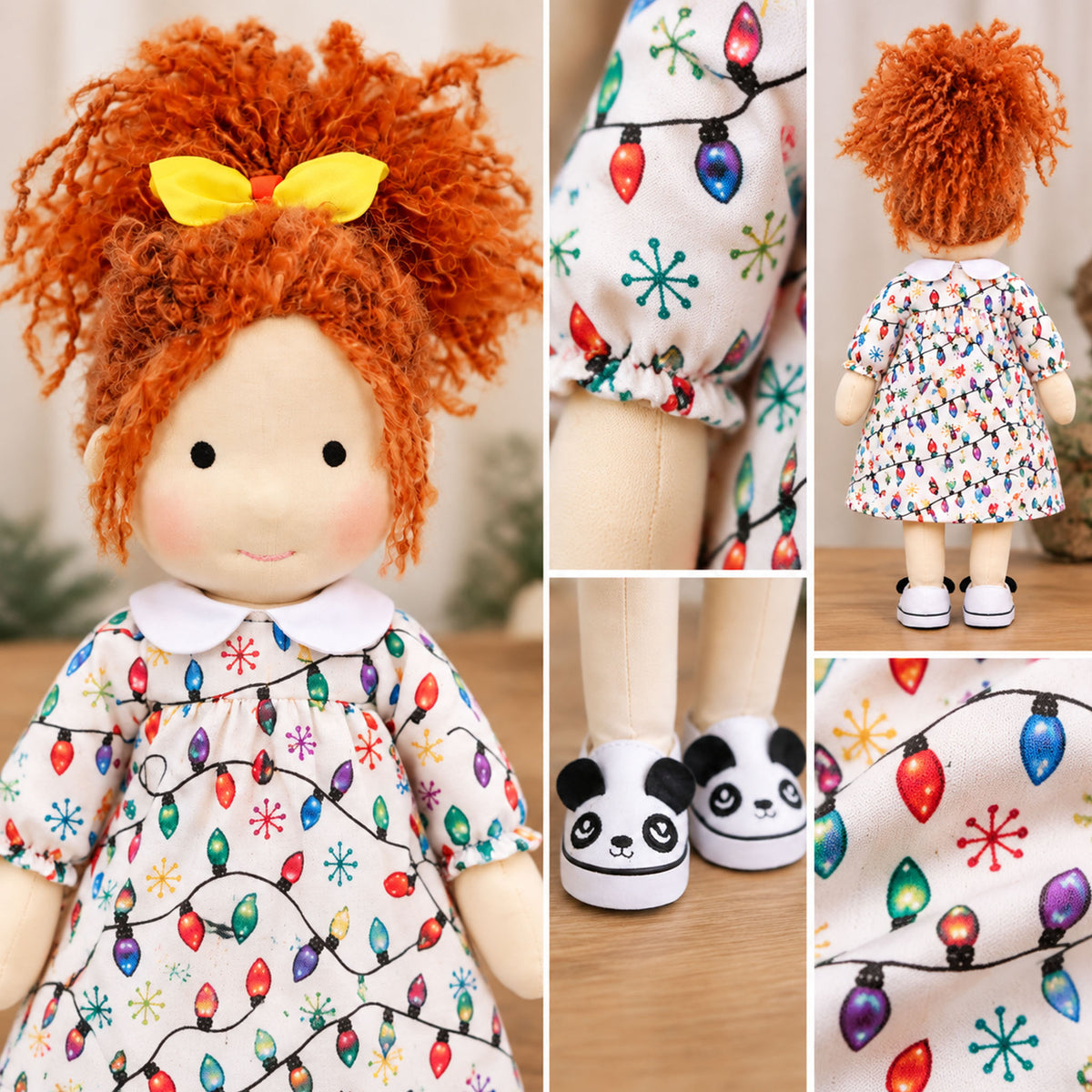 Cute Handmade Doll for Girls, Christmas Rag Doll with Colorful Holiday Dress, Soft Fabric Doll with Gift Box Packaging, Adorable Keepsake Toy for Kids, Birthday and Holiday Gifts