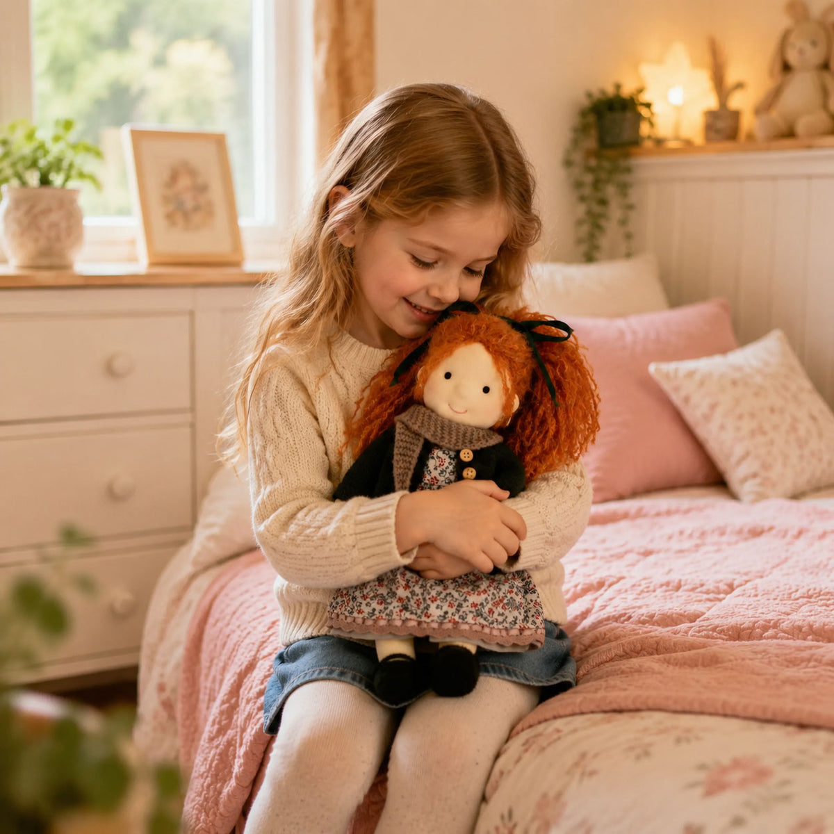 [Halloween Limited Edition ]BlissfulPixie 12" Waldorf Doll Diana, Handmade Soft Rag Doll for Girls with DIY Hair Styling Kit, 4 Color Hair Set, Teddy Bear, Makeup Tools & Gift Box Set, Creative Birthday Christmas Gift-BlissfulPixie
