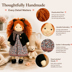 BlissfulPixie 12" Waldorf Doll Diana, Handmade Soft Rag Doll for Girls with DIY Hair Styling Kit, 4 Color Hair Set, Teddy Bear, Makeup Tools & Gift Box Set, Creative Birthday Christmas Gift-BlissfulPixie