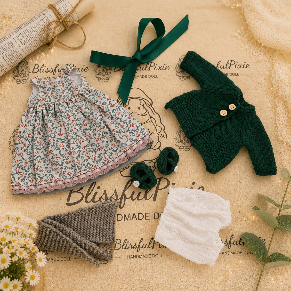 [Halloween Limited Edition ]BlissfulPixie 12" Waldorf Doll Diana, Handmade Soft Rag Doll for Girls with DIY Hair Styling Kit, 4 Color Hair Set, Teddy Bear, Makeup Tools & Gift Box Set, Creative Birthday Christmas Gift-BlissfulPixie