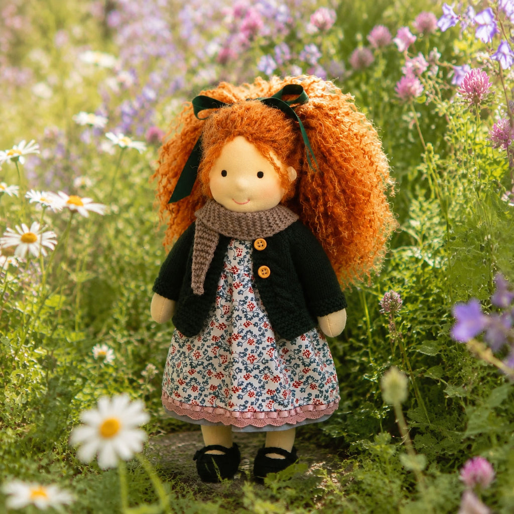 [Halloween Limited Edition ]BlissfulPixie 12" Waldorf Doll Diana, Handmade Soft Rag Doll for Girls with DIY Hair Styling Kit, 4 Color Hair Set, Teddy Bear, Makeup Tools & Gift Box Set, Creative Birthday Christmas Gift-BlissfulPixie