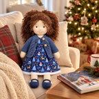 Louise Cute Handmade Doll for Girls, Christmas Rag Doll with Colorful Holiday Dress, Soft Fabric Doll with Gift Box Packaging, Adorable Keepsake Toy for Kids, Birthday and Holiday Gifts
