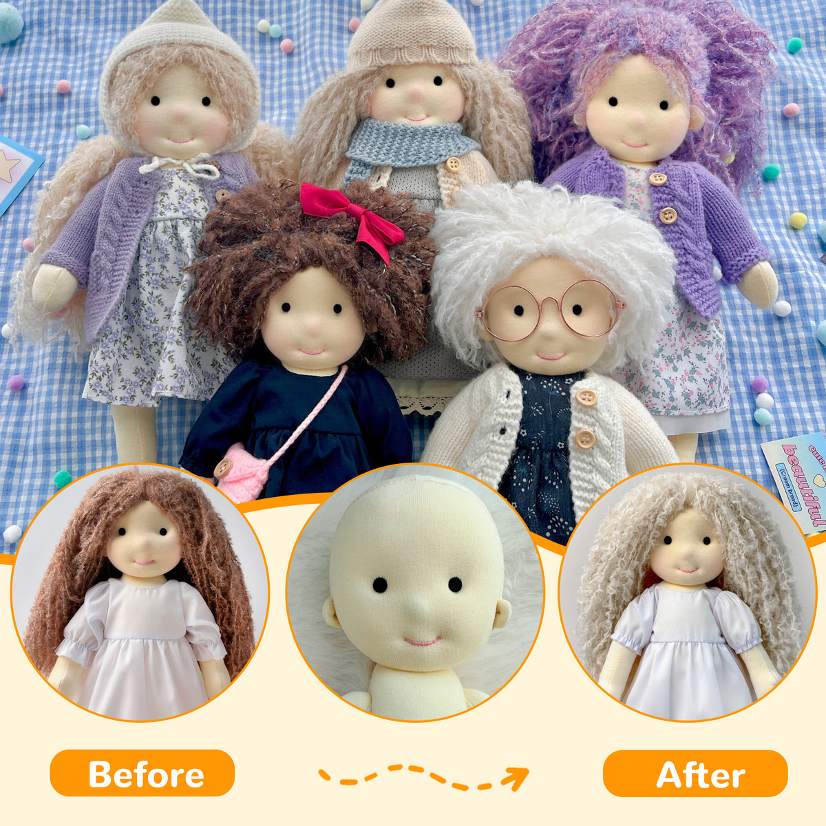 Doll hair-beige gray