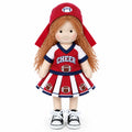 BlissfulPixie 12" Handmade Waldorf Doll, Soft Cloth Doll with Curly Yarn Hair, Cheerleader Football Dress, Sports-Themed Doll for Girls, Birthday & Christmas Gift