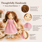 BlissfulPixie 12" Waldorf Doll Amy, Handmade Soft Rag Doll for Girls with DIY Hair Styling Kit, 4 Color Hair Set, Teddy Bear, Makeup Tools & Gift Box Set, Creative Birthday Christmas Gift-BlissfulPixie