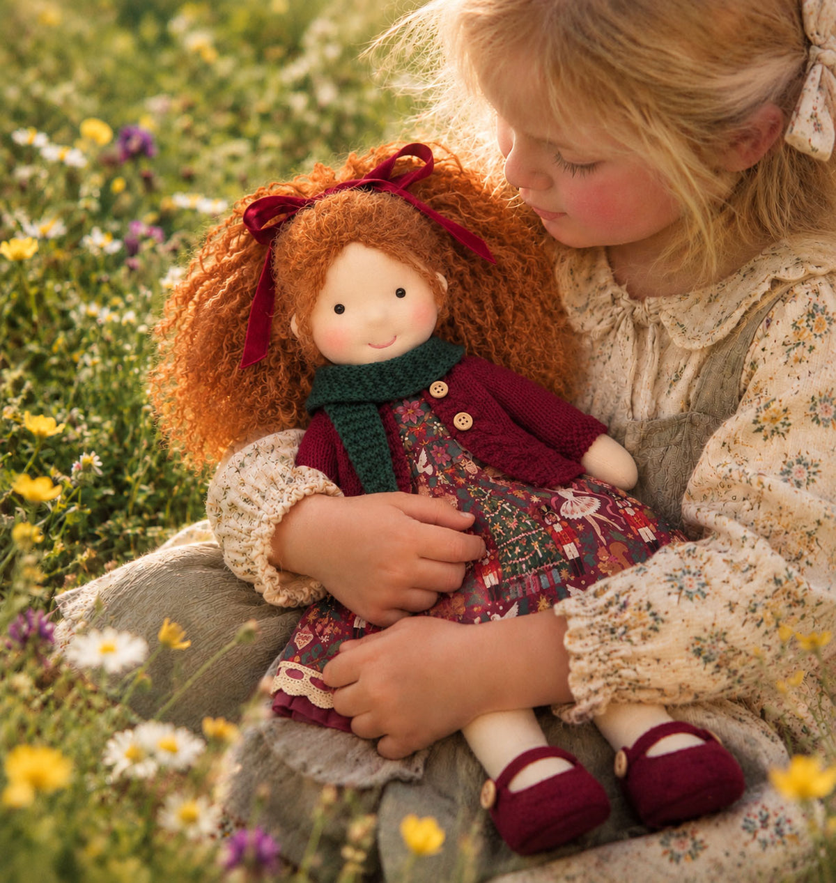Diana - Handmade Doll for Girls, Christmas Rag Doll with Colorful Holiday Dress, Soft Fabric Doll with Gift Box Packaging, Adorable Keepsake Toy for Kids, Birthday and Holiday Gifts