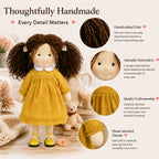 BlissfulPixie 12" Waldorf Doll Inka , Handmade Soft Rag Doll for Girls with DIY Hair Styling Kit, 4 Color Hair Set, Teddy Bear, Makeup Tools & Gift Box Set, Creative Birthday Christmas Gift-BlissfulPixie