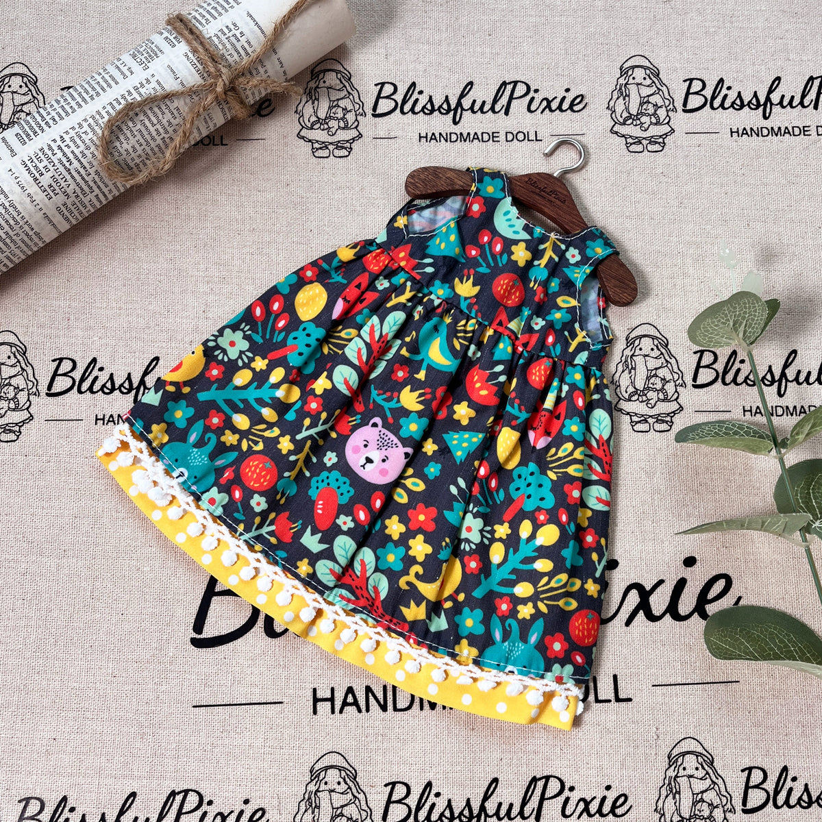 BlissfulPixie 12" Waldorf Handmade Doll Clothing Set Baby Girl Clothes Washable
