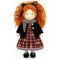 BlissfulPixie 12-Inch Handmade Waldorf Christmas Doll with Orange Curly Hair, Green Knitted Cardigan, Red Plaid Holiday Dress & Cozy Scarf – Christmas Gift for Kids