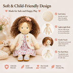 BlissfulPixie 12" Waldorf Doll Amber, Handmade Soft Rag Doll for Girls with DIY Hair Styling Kit, 4 Color Hair Set, Teddy Bear, Makeup Tools & Gift Box Set, Creative Birthday Christmas Gift-BlissfulPixie