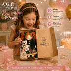 BlissfulPixie 12" Waldorf Doll Hanne, Handmade Soft Rag Doll for Girls with DIY Hair Styling Kit, 4 Color Hair Set, Teddy Bear, Makeup Tools & Gift Box Set, Creative Birthday Christmas Gift-BlissfulPixie