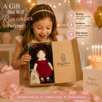 BlissfulPixie 12" Waldorf Doll Eleanor, Handmade Soft Rag Doll for Girls with DIY Hair Styling Kit, 4 Color Hair Set, Teddy Bear, Makeup Tools & Gift Box Set, Creative Birthday Christmas Gift-BlissfulPixie