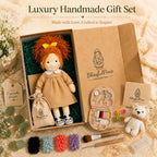 BlissfulPixie 12" Waldorf Doll Ada, Handmade Soft Rag Doll for Girls with DIY Hair Styling Kit, 4 Color Hair Set, Teddy Bear, Makeup Tools & Gift Box Set, Creative Birthday Christmas Gift-BlissfulPixie