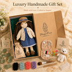 BlissfulPixie 12" Waldorf Doll Basia, Handmade Soft Rag Doll for Girls with DIY Hair Styling Kit, 4 Color Hair Set, Teddy Bear, Makeup Tools & Gift Box Set, Creative Birthday Christmas Gift-BlissfulPixie