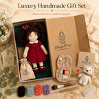 BlissfulPixie 12" Waldorf Doll Eleanor, Handmade Soft Rag Doll for Girls with DIY Hair Styling Kit, 4 Color Hair Set, Teddy Bear, Makeup Tools & Gift Box Set, Creative Birthday Christmas Gift-BlissfulPixie
