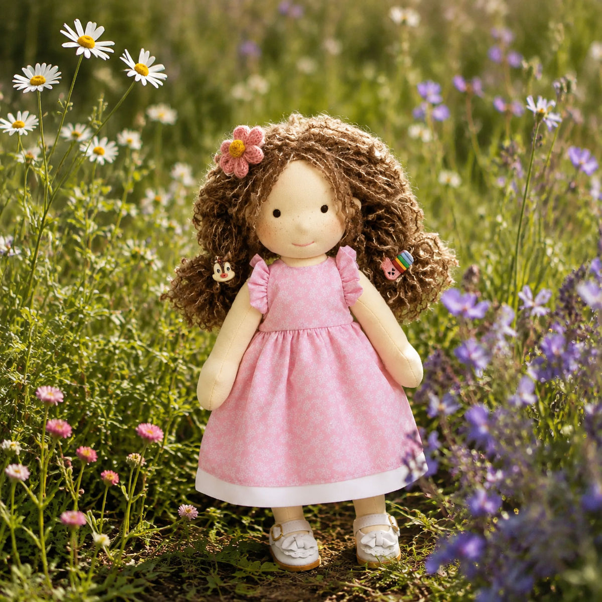 [Halloween Limited Edition ] BlissfulPixie 12" Waldorf Doll Amy, Handmade Soft Rag Doll for Girls with DIY Hair Styling Kit, 4 Color Hair Set, Teddy Bear, Makeup Tools & Gift Box Set, Creative Birthday Christmas Gift-BlissfulPixie