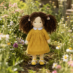 BlissfulPixie 12" Waldorf Doll Inka , Handmade Soft Rag Doll for Girls with DIY Hair Styling Kit, 4 Color Hair Set, Teddy Bear, Makeup Tools & Gift Box Set, Creative Birthday Christmas Gift-BlissfulPixie