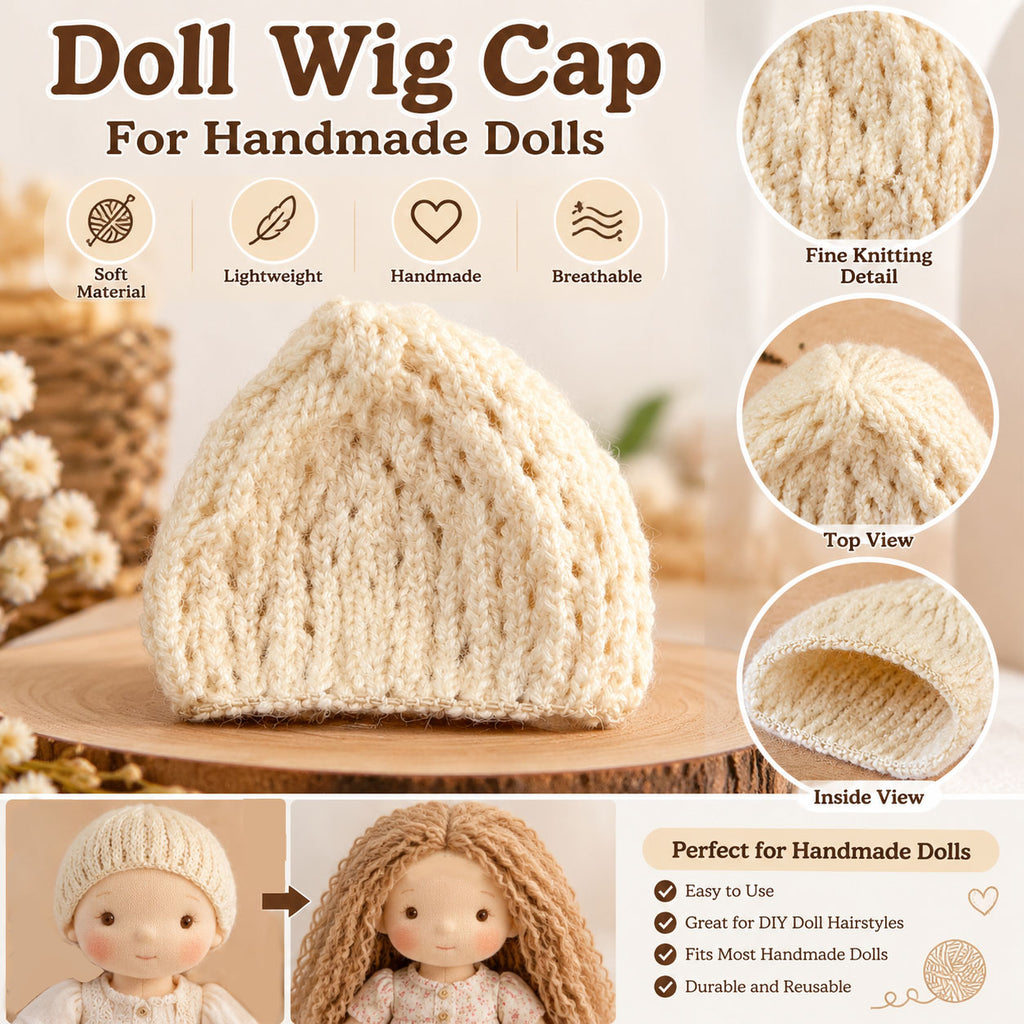 Doll Hair Crocheting DIY Tool Kit for Handmade Dolls, Wig Cap, Doll Hair Yarn, 2.0mm Crochet Hook Set, Doll Wig Making Supplies for Waldorf Dolls, Amigurumi and DIY Doll Hair Craft