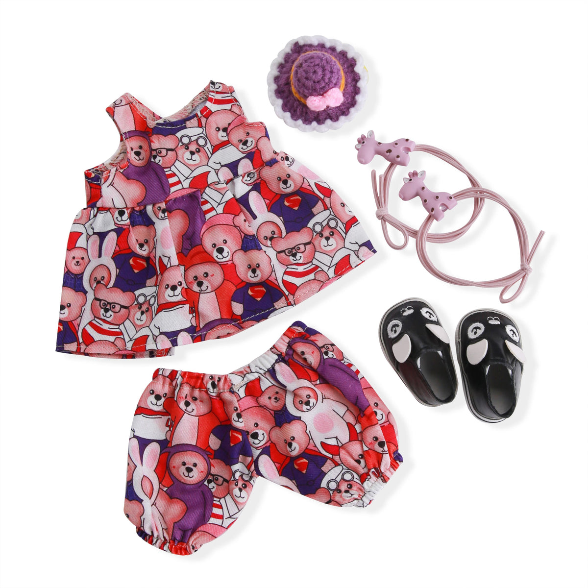 BlissfulPixie 12" Waldorf Handmade Doll Clothing Set Baby Girl Clothes Washable