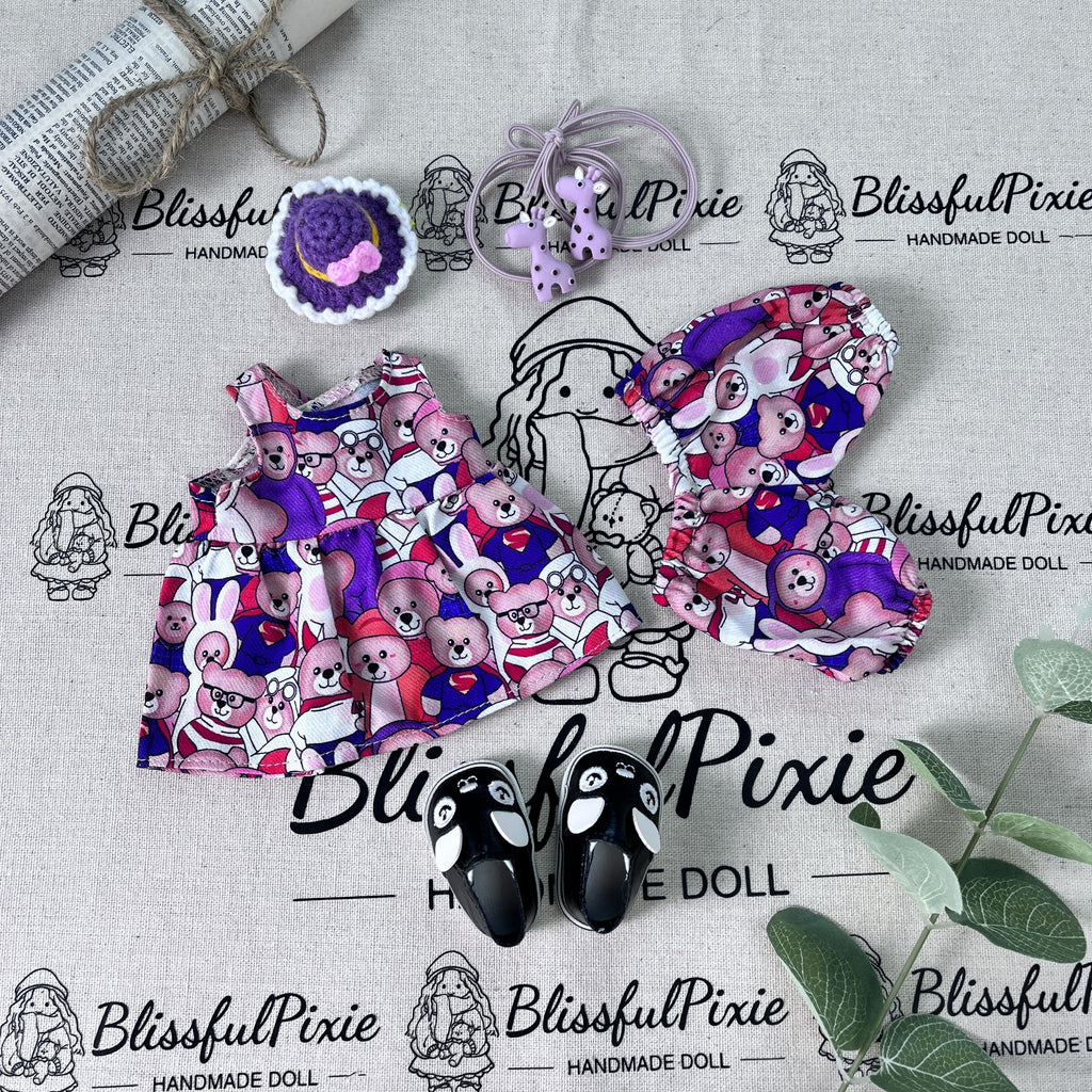 BlissfulPixie 12" Waldorf Handmade Doll Clothing Set Baby Girl Clothes Washable
