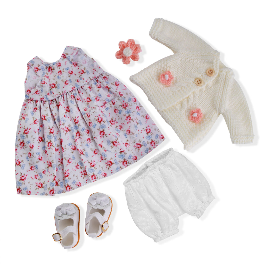 BlissfulPixie 12" Waldorf Handmade Doll Clothing Set Baby Girl Clothes Washable