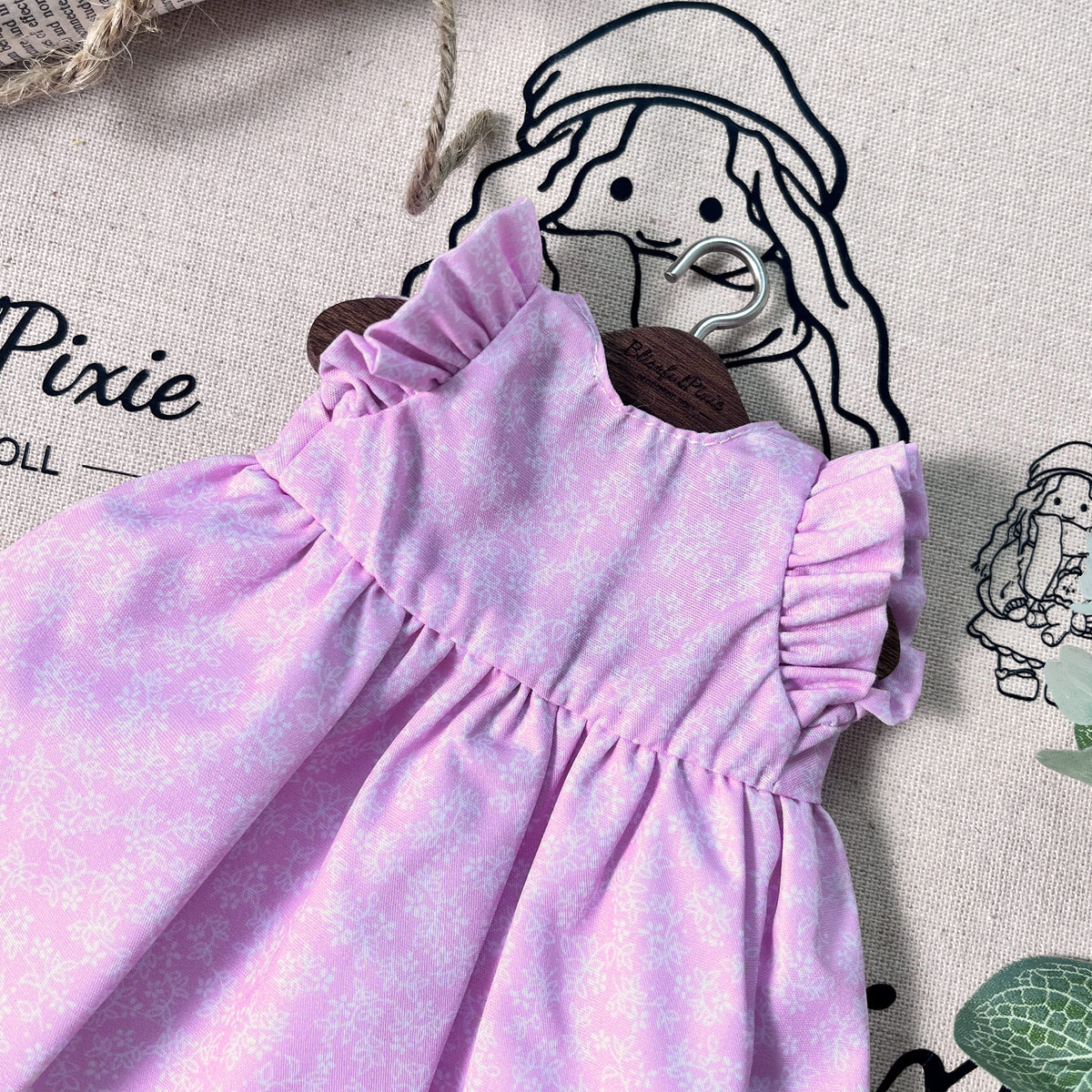 BlissfulPixie 12" Waldorf Handmade Doll Clothing Set Baby Girl Clothes Washable