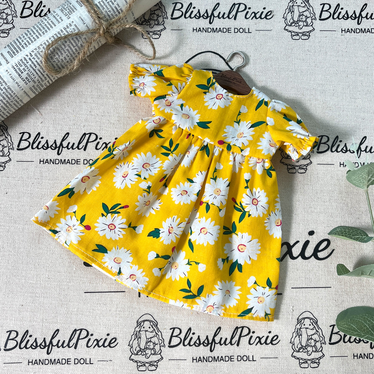 BlissfulPixie 12" Waldorf Handmade Doll Clothing Set Baby Girl Clothes Washable