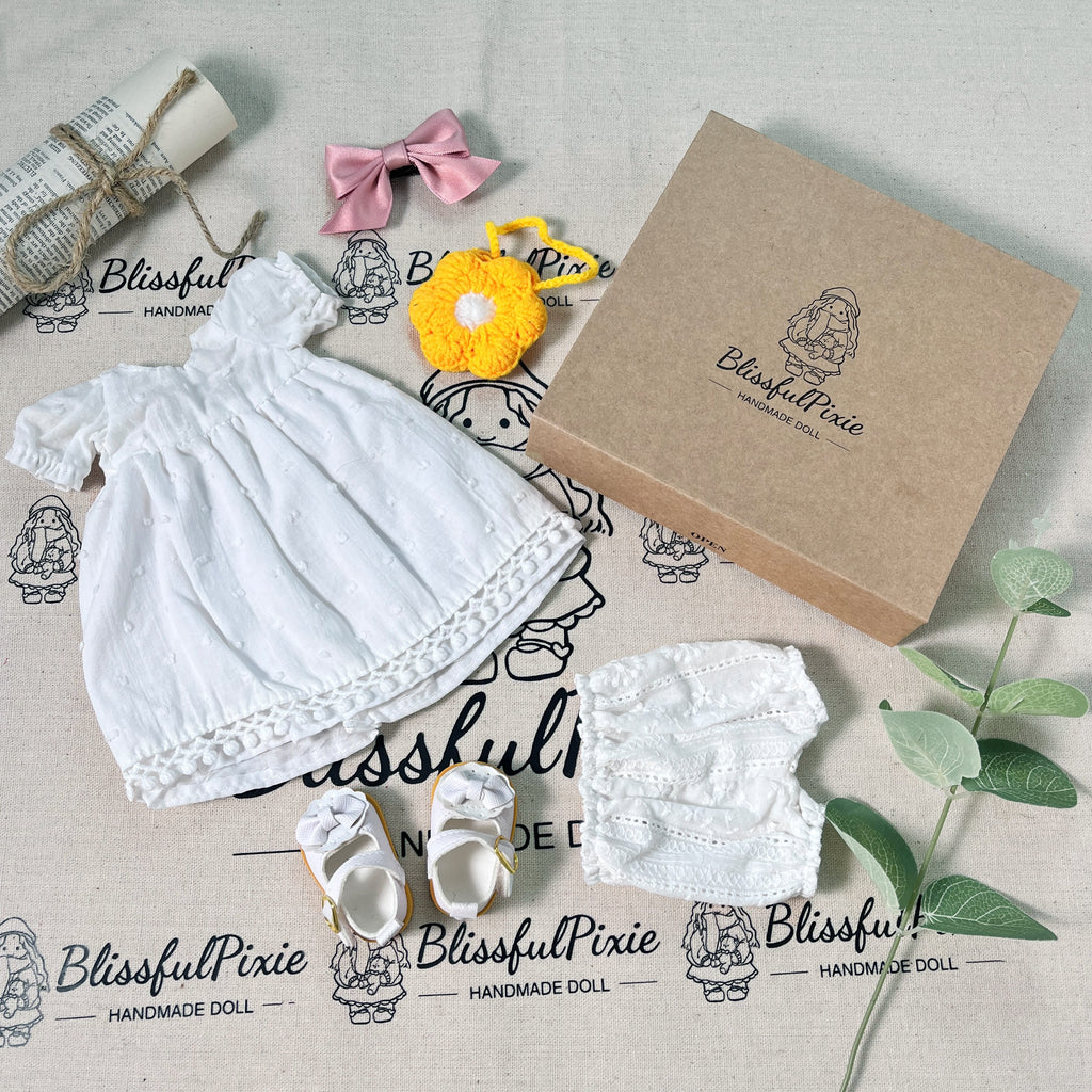 BlissfulPixie 12" Waldorf Handmade Doll Clothing Set Baby Girl Clothes Washable