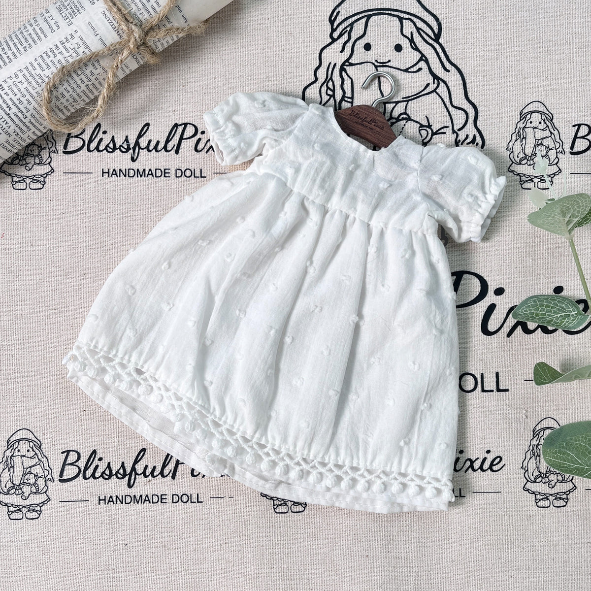 BlissfulPixie 12" Waldorf Handmade Doll Clothing Set Baby Girl Clothes Washable