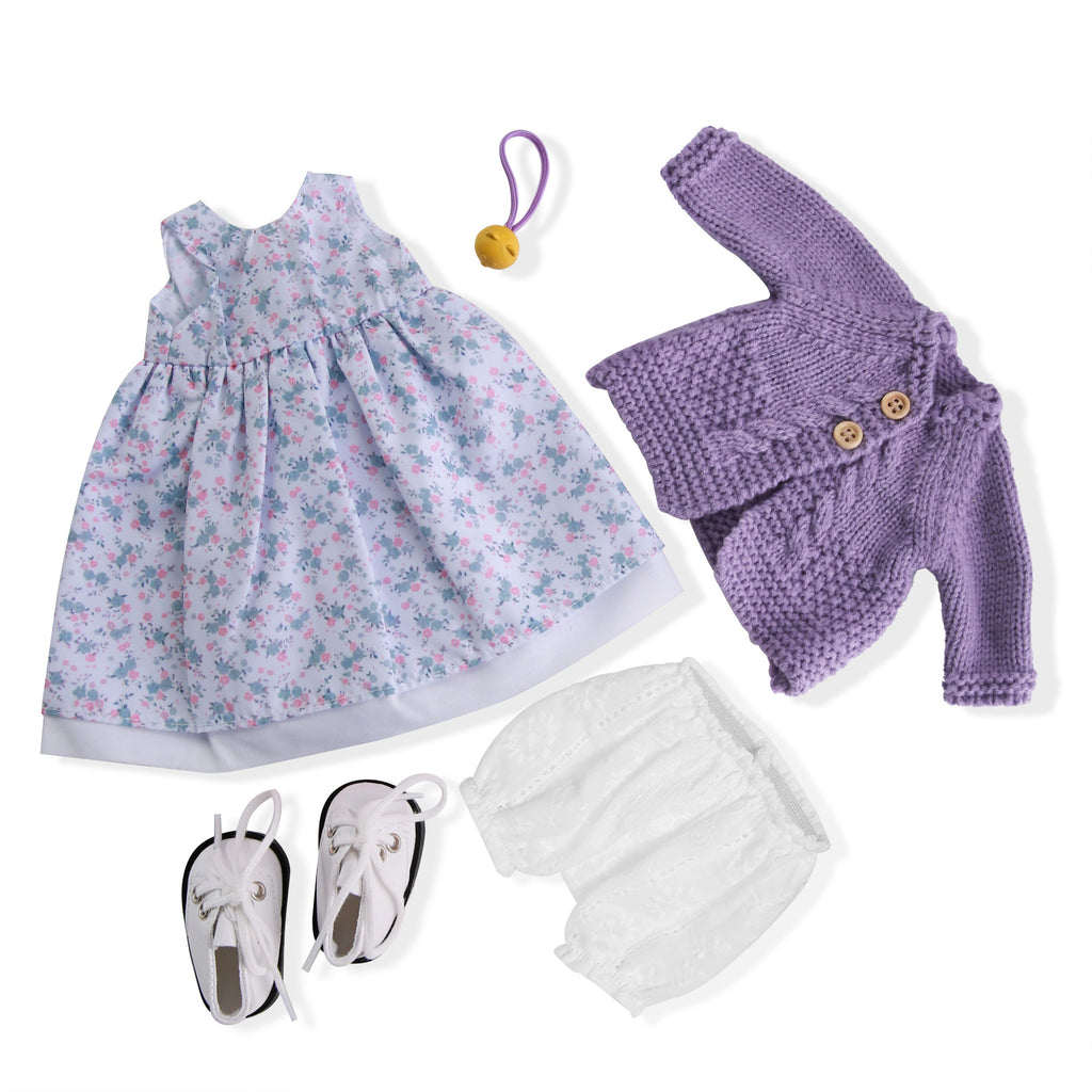 BlissfulPixie 12" Waldorf Handmade Doll Clothing Set Baby Girl Clothes Washable