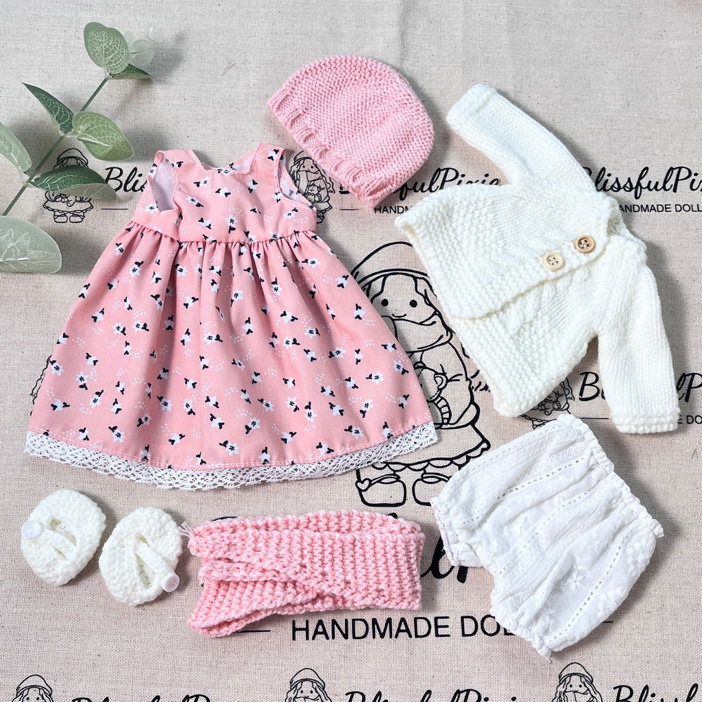 BlissfulPixie 12" Waldorf Handmade Doll Clothing Set Baby Girl Clothes Washable