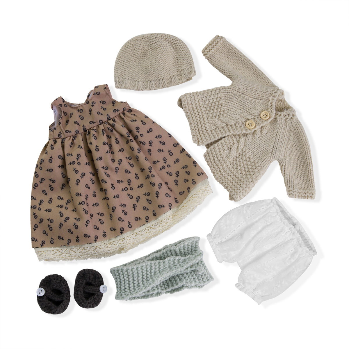 BlissfulPixie 12" Waldorf Handmade Doll Clothing Set Baby Girl Clothes Washable