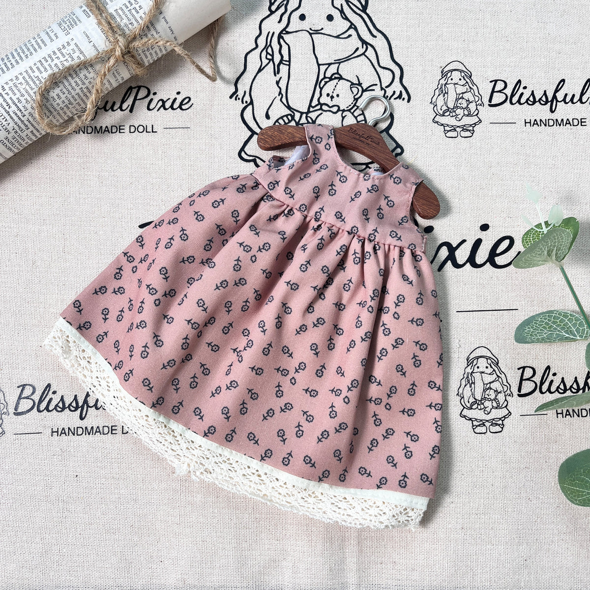 BlissfulPixie 12" Waldorf Handmade Doll Clothing Set Baby Girl Clothes Washable