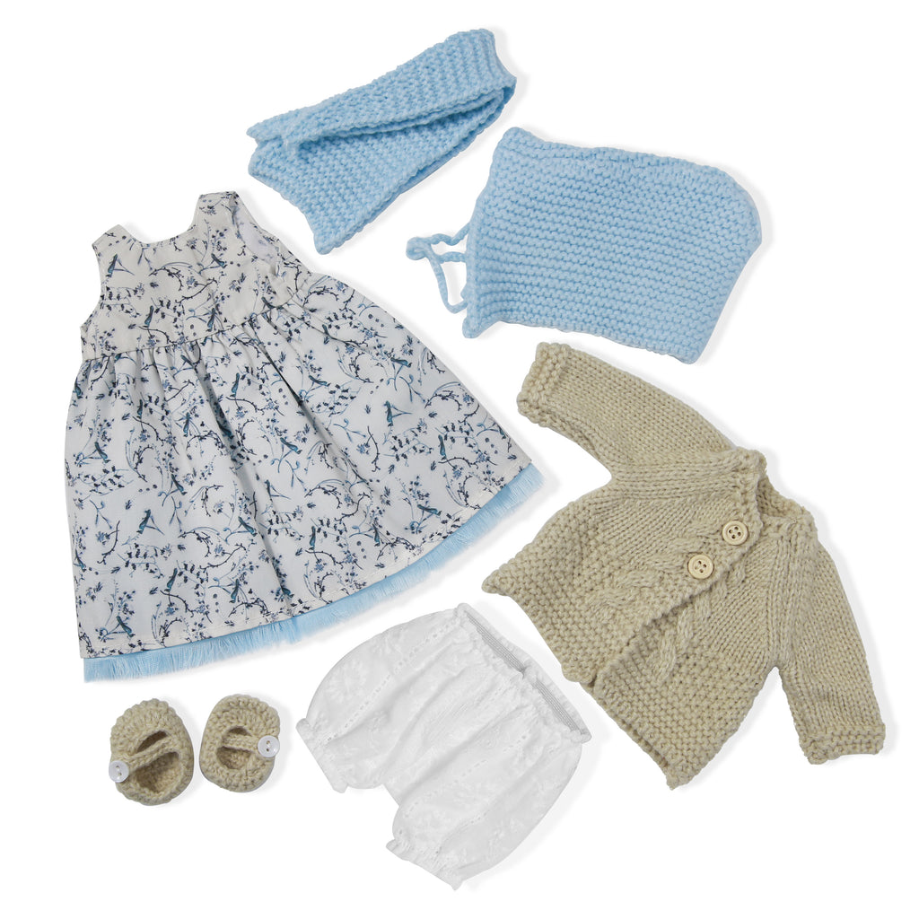 BlissfulPixie 12" Waldorf Handmade Doll Clothing Set Baby Girl Clothes Washable