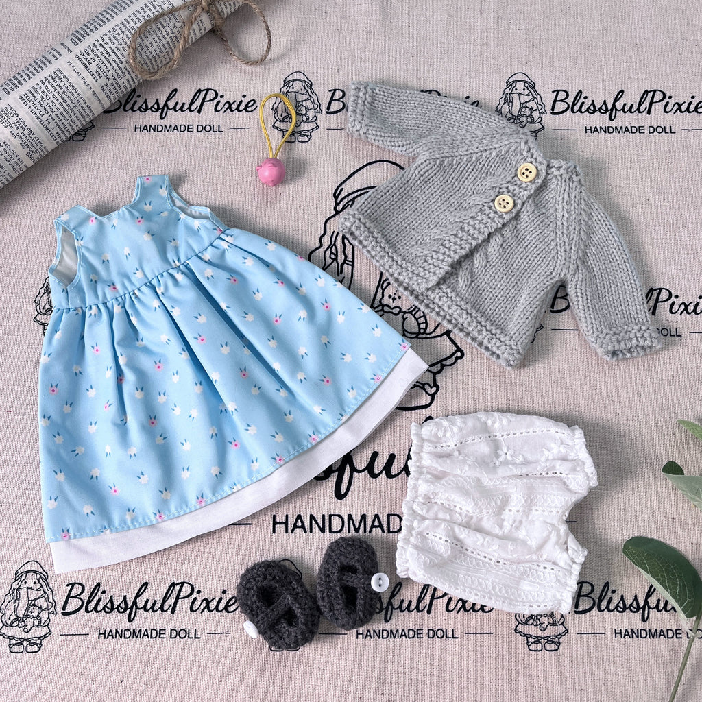 BlissfulPixie 12" Waldorf Handmade Doll Clothing Set Baby Girl Clothes Washable