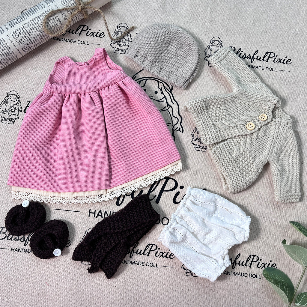 BlissfulPixie 12" Waldorf Handmade Doll Clothing Set Baby Girl Clothes Washable