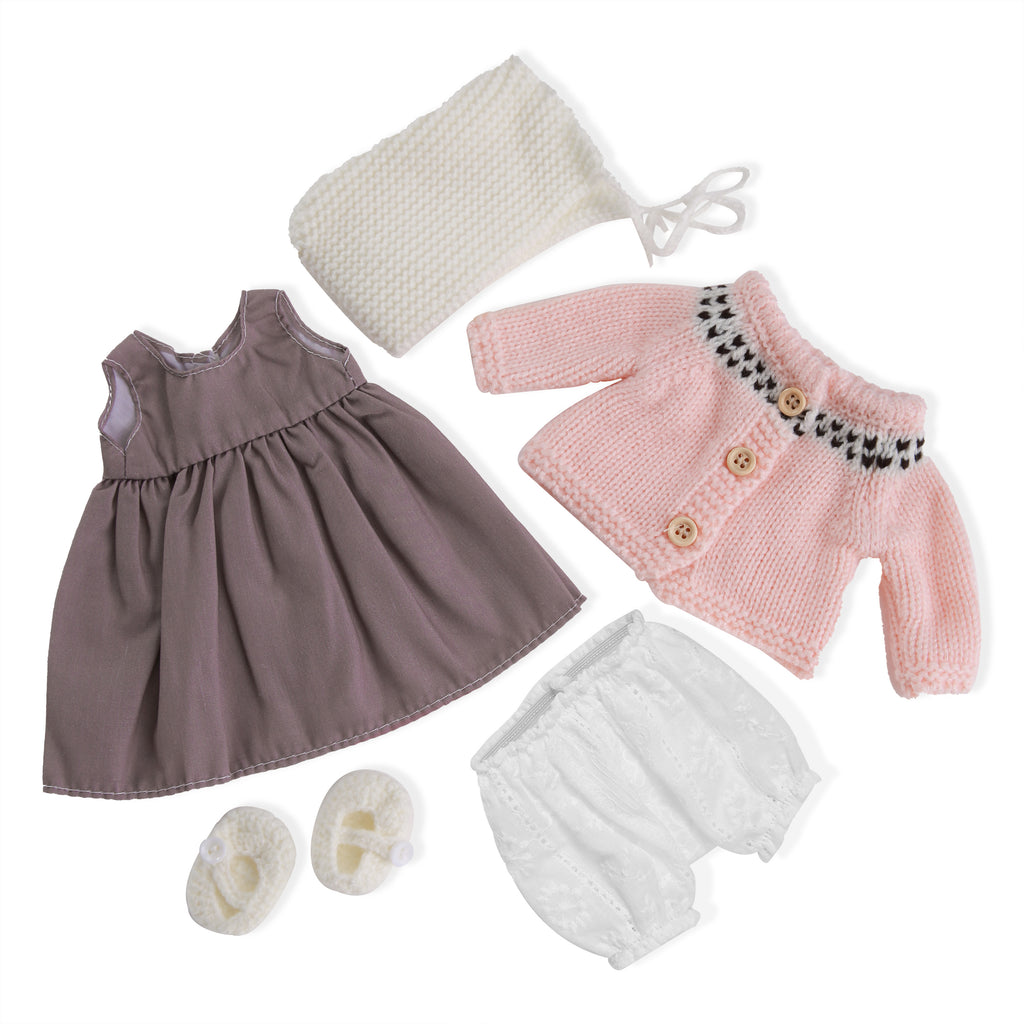 BlissfulPixie 12" Waldorf Handmade Doll Clothing Set Baby Girl Clothes Washable
