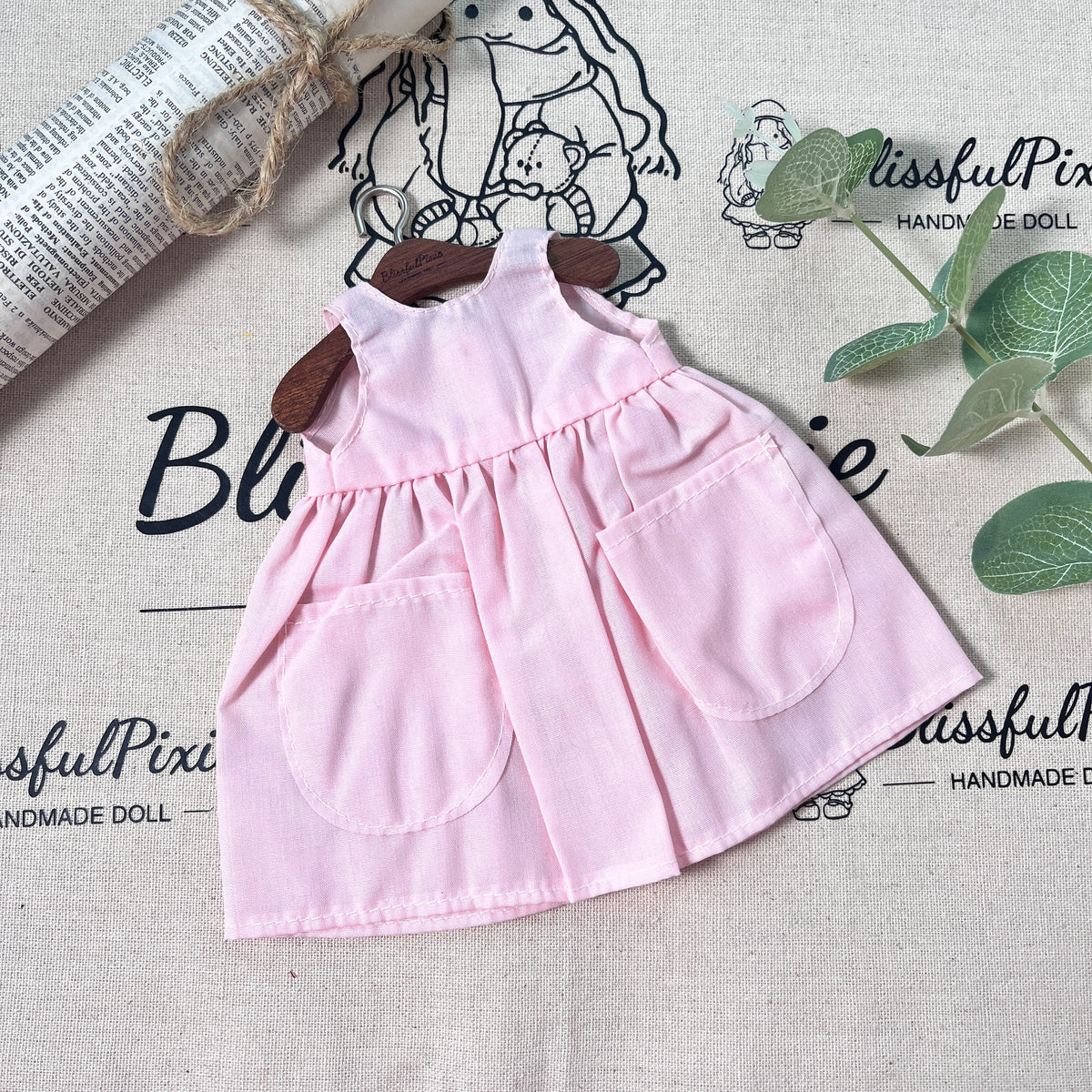 BlissfulPixie 12" Waldorf Handmade Doll Clothing Set Baby Girl Clothes Washable