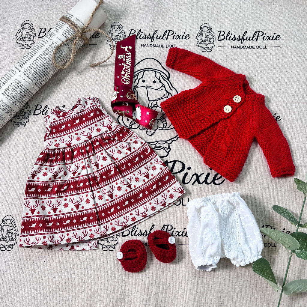 BlissfulPixie 12" Waldorf Handmade Doll Clothing Set Baby Girl Clothes Washable