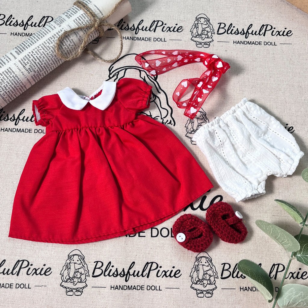 BlissfulPixie 12" Waldorf Handmade Doll Clothing Set Baby Girl Clothes Washable