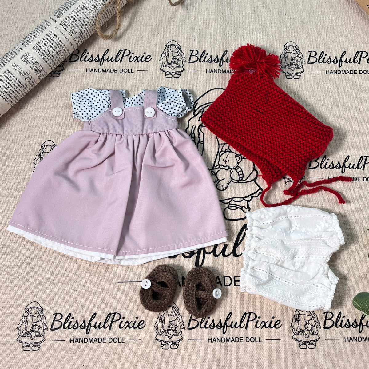 BlissfulPixie 12" Waldorf Handmade Doll Clothing Set Baby Girl Clothes Washable