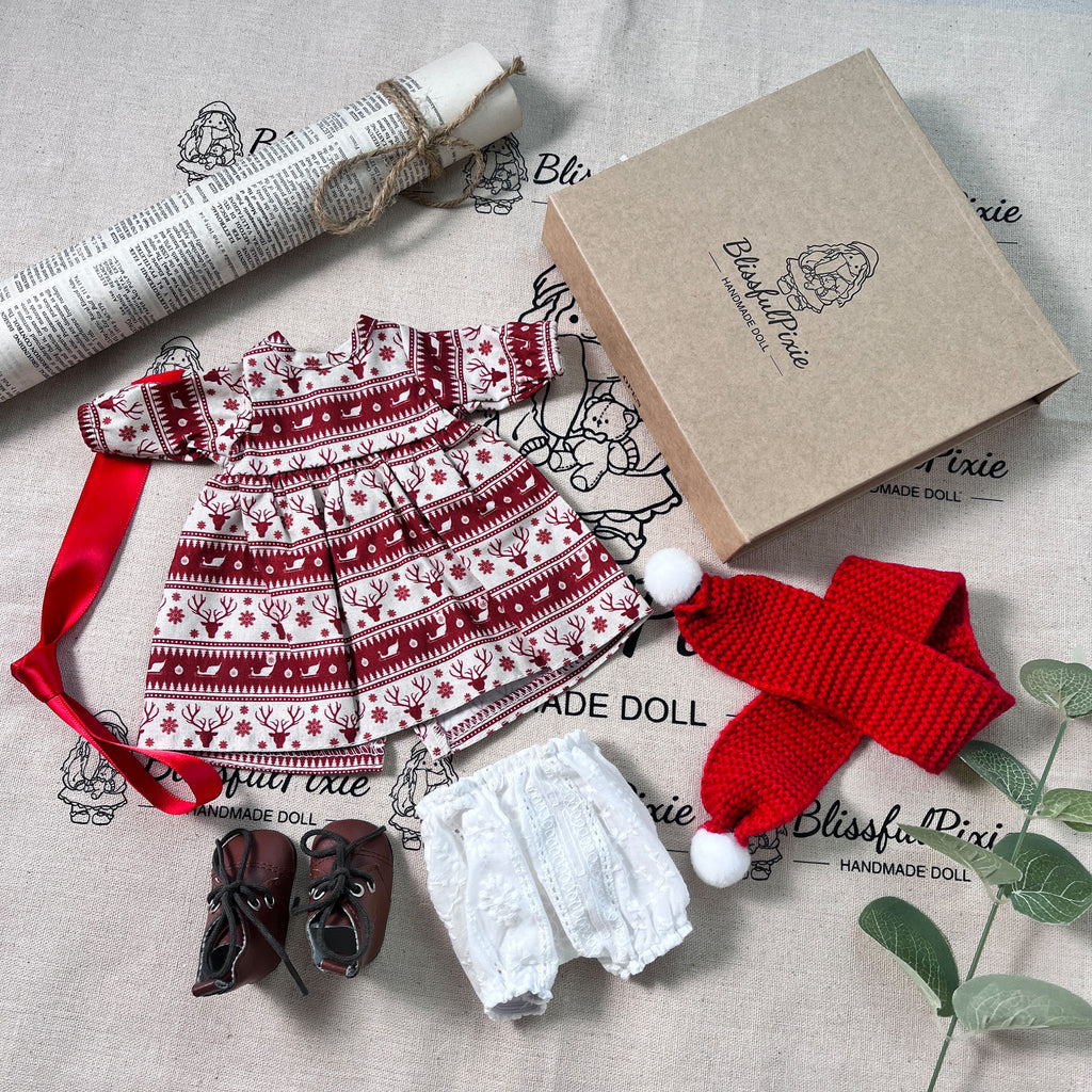 BlissfulPixie 12" Waldorf Handmade Doll Clothing Set Baby Girl Clothes Washable