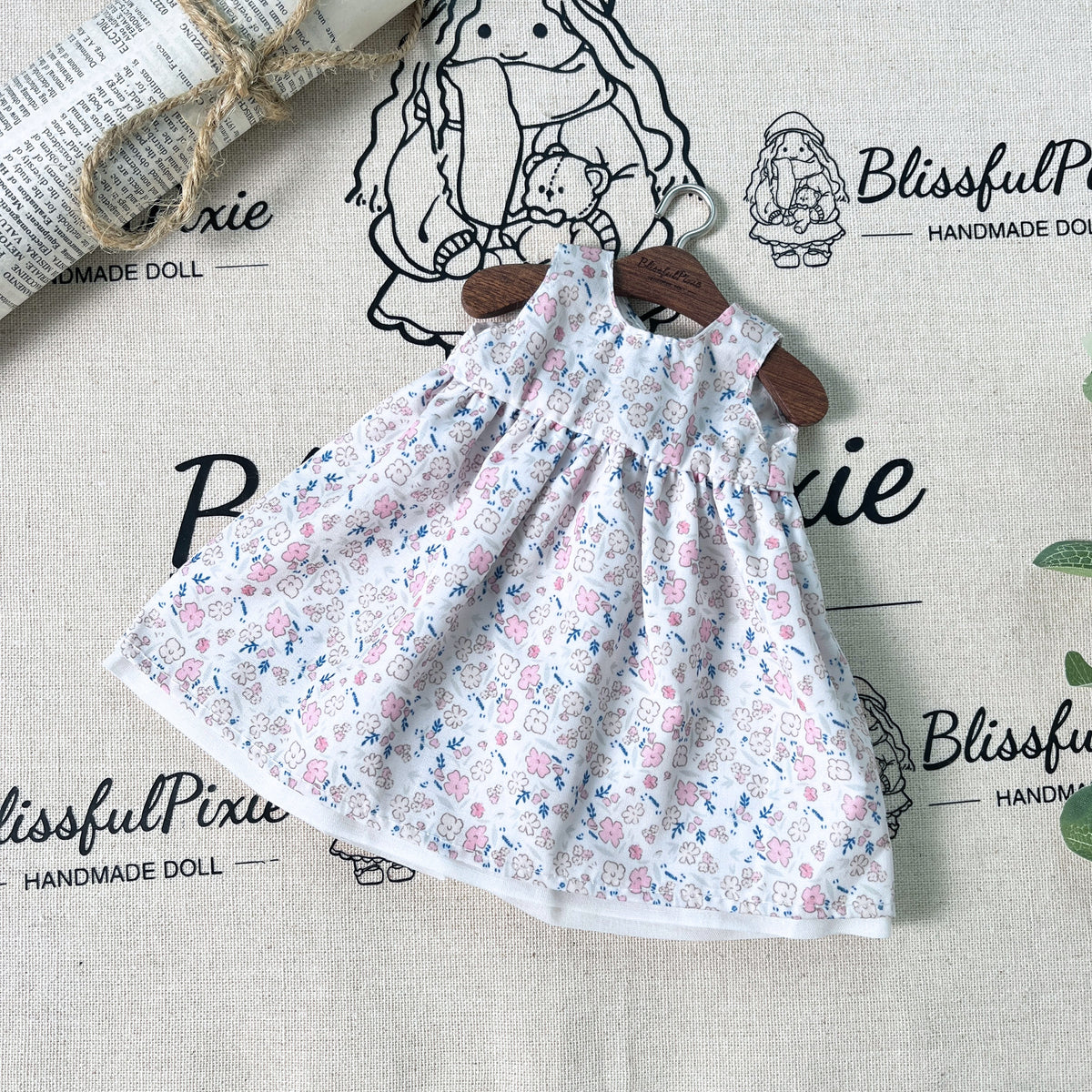 BlissfulPixie 12" Waldorf Handmade Doll Clothing Set Baby Girl Clothes Washable