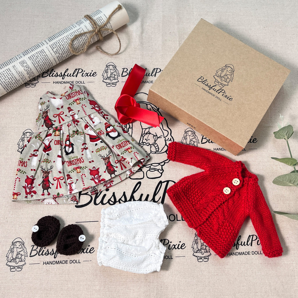 BlissfulPixie 12" Waldorf Handmade Doll Clothing Set Baby Girl Clothes Washable