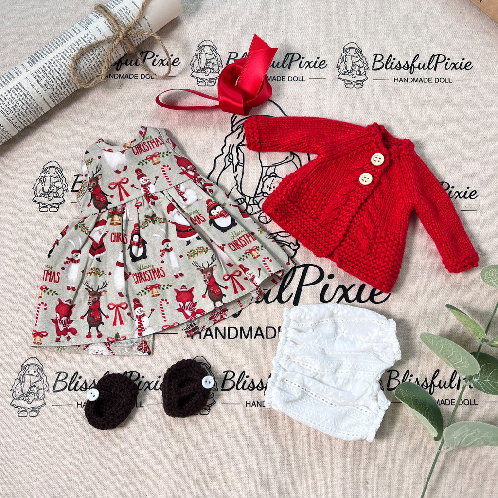 BlissfulPixie 12" Waldorf Handmade Doll Clothing Set Baby Girl Clothes Washable